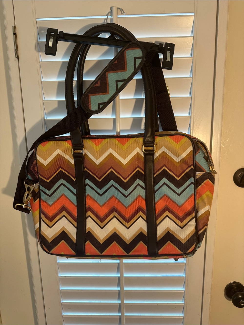 Mission Chevron Multicolor Travel Duffel Bag - Brown/Orange/Blue